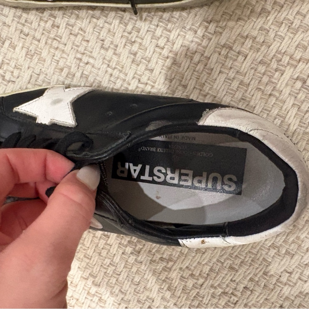 Authentic Golden Goose Black and White Leather Sneakers